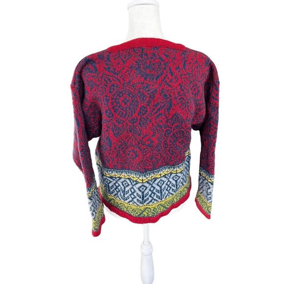 VTG Norwegian Norwear Pure Wool Nordic Folk Cardigan Sweater Small - Picture 6 of 9
